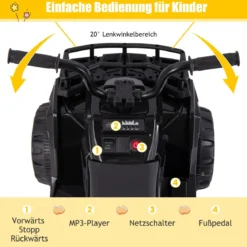 6V Kinder Elektro Quad mit Vorwärts- & Rückwärtsfunktion Elektroauto ATV Kinderquad Schwarz