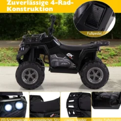 6V Kinder Elektro Quad mit Vorwärts- & Rückwärtsfunktion Elektroauto ATV Kinderquad Schwarz