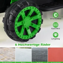 24V Kinder Elektrotraktor mit Anhänger Elektrisches Fahrzeug mit LED-Scheinwerfern Musik Grün