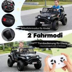 24 V Kinderfahrzeug elektrisches Kinderauto mit Fernbedienung Musik Hupe LED-Scheinwerfer Weiß/Schwarz/Rosa