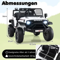 24 V Kinderfahrzeug elektrisches Kinderauto mit Fernbedienung Musik Hupe LED-Scheinwerfer Weiß/Schwarz/Rosa