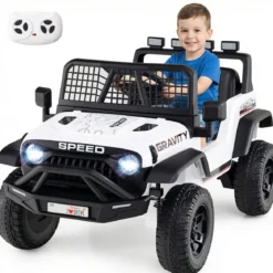 24 V Kinderfahrzeug elektrisches Kinderauto mit Fernbedienung Musik Hupe LED-Scheinwerfer Weiß/Schwarz/Rosa