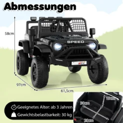 24 V Kinderfahrzeug elektrisches Kinderauto mit Fernbedienung Musik Hupe LED-Scheinwerfer Weiß/Schwarz/Rosa