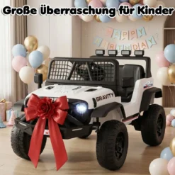 24 V Kinderfahrzeug elektrisches Kinderauto mit Fernbedienung Musik Hupe LED-Scheinwerfer Weiß/Schwarz/Rosa