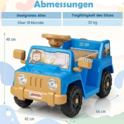 6V Kinderfahrzeug für Kleinkinder Spielauto mit Soundeffekten Ein-Knopf-Start Getränkehalter Aufbewahrungsfach Marineblau