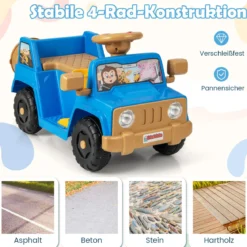 6V Kinderfahrzeug für Kleinkinder Spielauto mit Soundeffekten Ein-Knopf-Start Getränkehalter Aufbewahrungsfach Marineblau