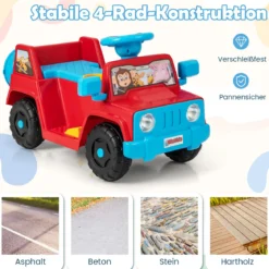 6V Kinderfahrzeug für Kleinkinder Spielauto mit Soundeffekten Ein-Knopf-Start Getränkehalter Aufbewahrungsfach Rot