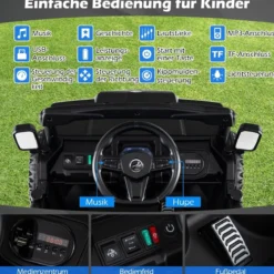 24V Kinderfahrzeug mit Elektrischem Kippbett & Fernbedienung & LED-Lichtern Kipplaster Schwarz
