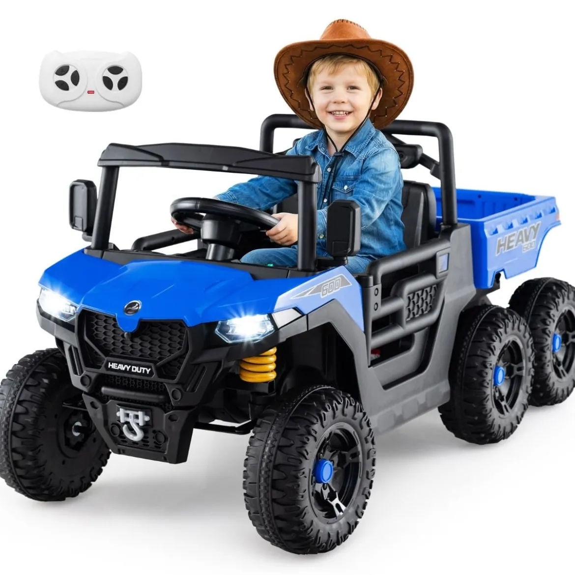 24V Kinderfahrzeug mit Elektrischem Kippbett & Fernbedienung & LED-Lichtern Kipplaster Blau