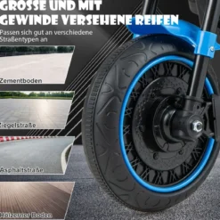 6V Kinder Motorrad mit Scheinwerfern & USB & Stützrädern Elektromotorrad Blau