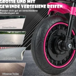 6V Kinder Motorrad mit Scheinwerfern & USB & Stützrädern Elektromotorrad Rosa