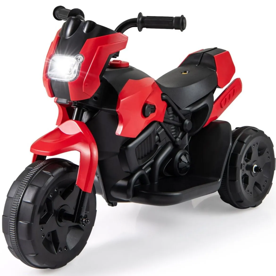 6V Kinder Motorrad 3-Rad Elektro-Motorrad mit LED-Scheinwerfer Fußpedal batteriebetriebenes Elektro-Spielzeugauto Rot