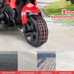 6V Kinder Motorrad 3-Rad Elektro-Motorrad mit LED-Scheinwerfer Fußpedal batteriebetriebenes Elektro-Spielzeugauto Rot