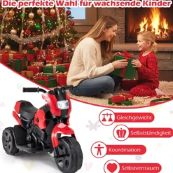 6V Kinder Motorrad 3-Rad Elektro-Motorrad mit LED-Scheinwerfer Fußpedal batteriebetriebenes Elektro-Spielzeugauto Rot