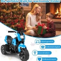 6V Kinder Motorrad 3-Rad Elektro-Motorrad mit LED-Scheinwerfer Fußpedal batteriebetriebenes Elektro-Spielzeugauto Marineblau