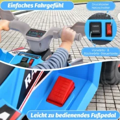 6V Kinder Quad Elektro mit Vorwärts-/ Rückwärtsschalter Kinderquad Mini Elektroquad Blau