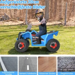 6V Kinder Quad Elektro mit Vorwärts-/ Rückwärtsschalter Kinderquad Mini Elektroquad Blau