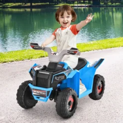 6V Kinder Quad Elektro mit Vorwärts-/ Rückwärtsschalter Kinderquad Mini Elektroquad Blau