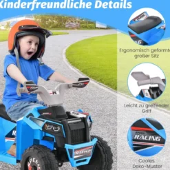 6V Kinder Quad Elektro mit Vorwärts-/ Rückwärtsschalter Kinderquad Mini Elektroquad Blau