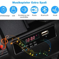 12V Kinder 1 Sitzer Elektroauto mit Fernbedienung & Hupe & Scheinwerfer Schwarz