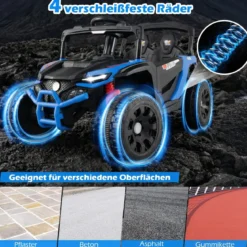 12V Kindertraktor mit Abnehmbarem Anhänger & Eltern-Fernbedienung Elektro-UTV Blau
