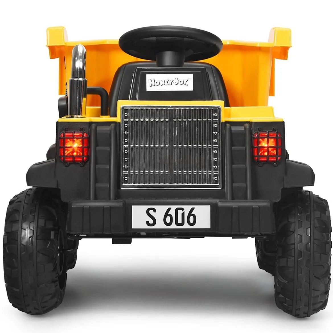 12V Kinder Traktor mit elektrischen Heckschaufel & Fernbedienung & Lichtern+Musik+Radio für Kinder ab 3 jahre