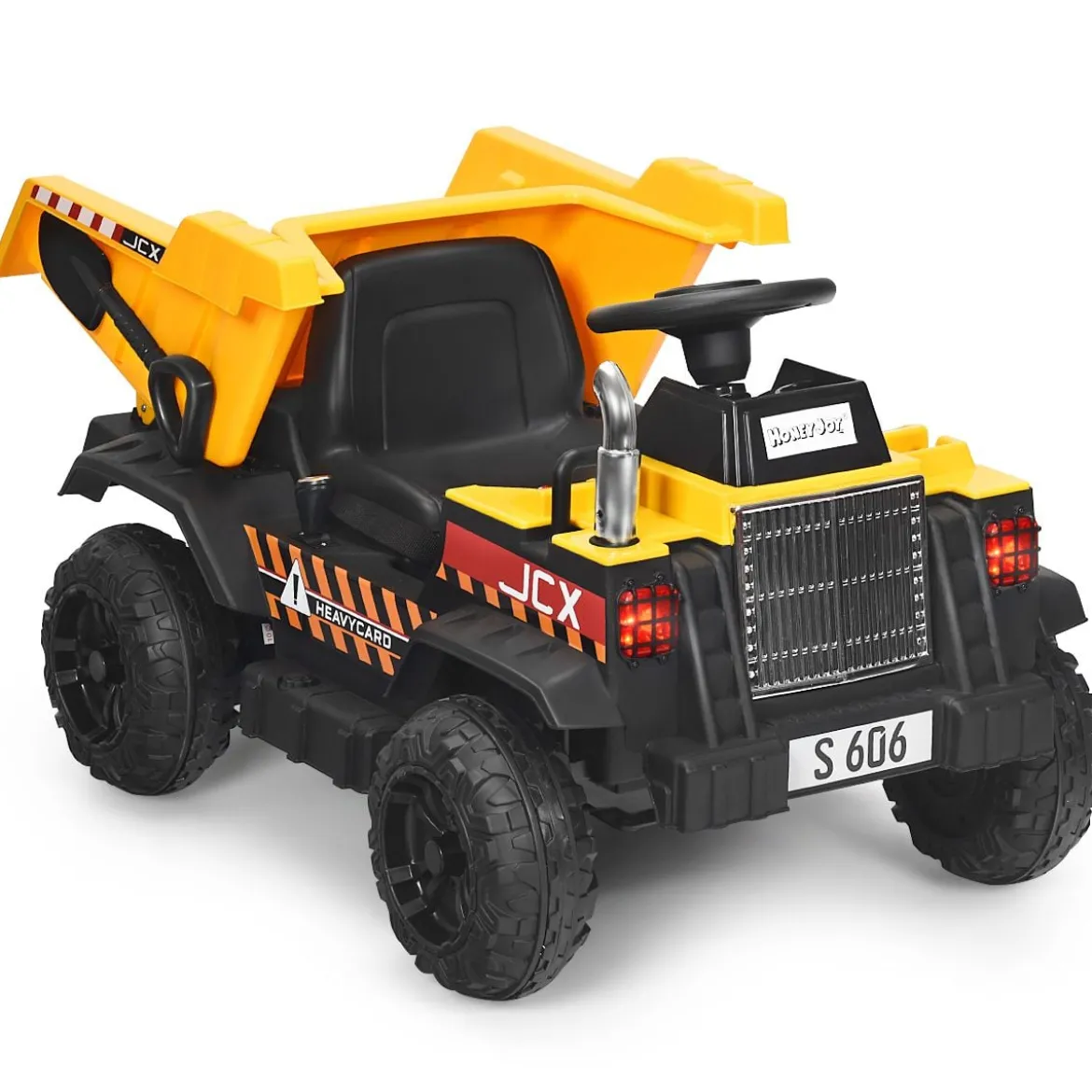 12V Kinder Traktor mit elektrischen Heckschaufel & Fernbedienung & Lichtern+Musik+Radio für Kinder ab 3 jahre