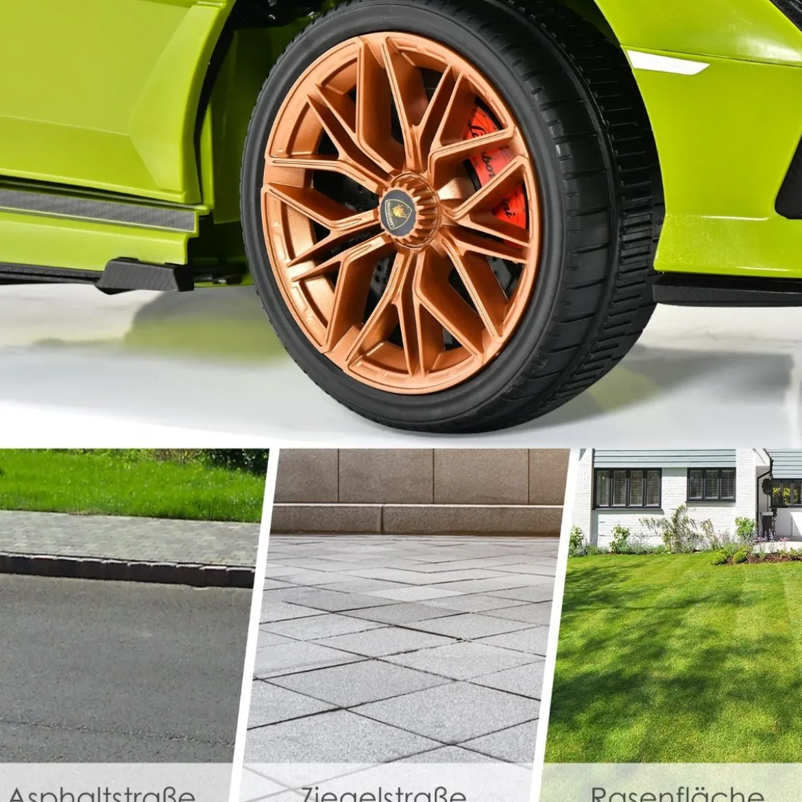 12V Lamborghini Kinder Elektroauto mit 2,4G-Fernbedienung Kinderauto 3-5km/h mit MP3 Grün