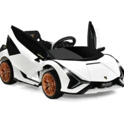 12V Lamborghini Kinder Elektroauto mit 2,4G-Fernbedienung Kinderauto 3-5km/h mit MP3 Weiß