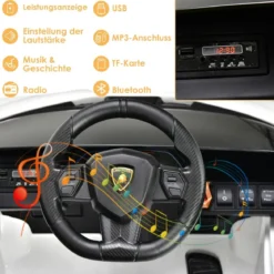 12V Lamborghini Kinder Elektroauto mit 2,4G-Fernbedienung Kinderauto 3-5km/h mit MP3 Weiß