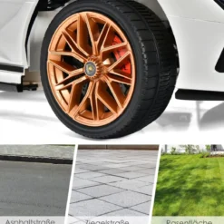 12V Lamborghini Kinder Elektroauto mit 2,4G-Fernbedienung Kinderauto 3-5km/h mit MP3 Weiß