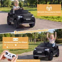 12V Land Rover Kinder-Elektroauto Federung LED Musik Kabellos Kinder ab 3 Jahren Schwarz