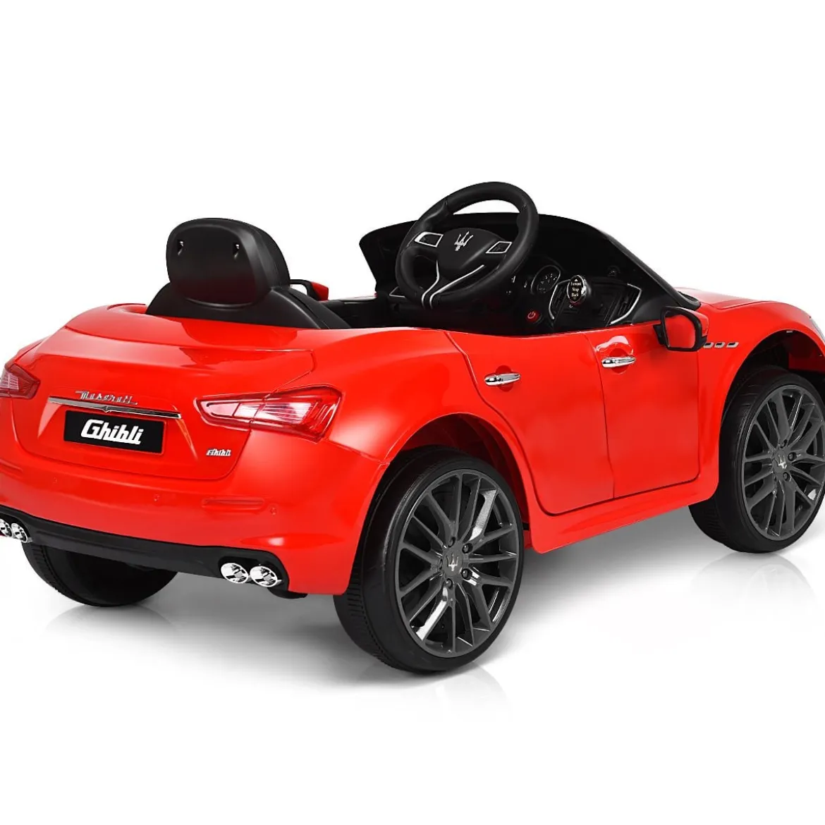 12V Maserati Kinderauto mit 2,4G-Fernbedienung & Musik & LED für Kinder ab 3 jahren Rot