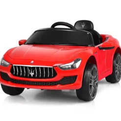 12V Maserati Kinderauto mit 2,4G-Fernbedienung & Musik & LED für Kinder ab 3 jahren Rot
