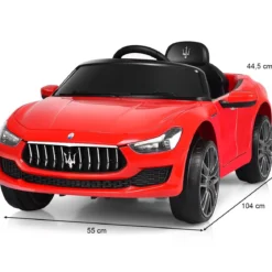 12V Maserati Kinderauto mit 2,4G-Fernbedienung & Musik & LED für Kinder ab 3 jahren Rot
