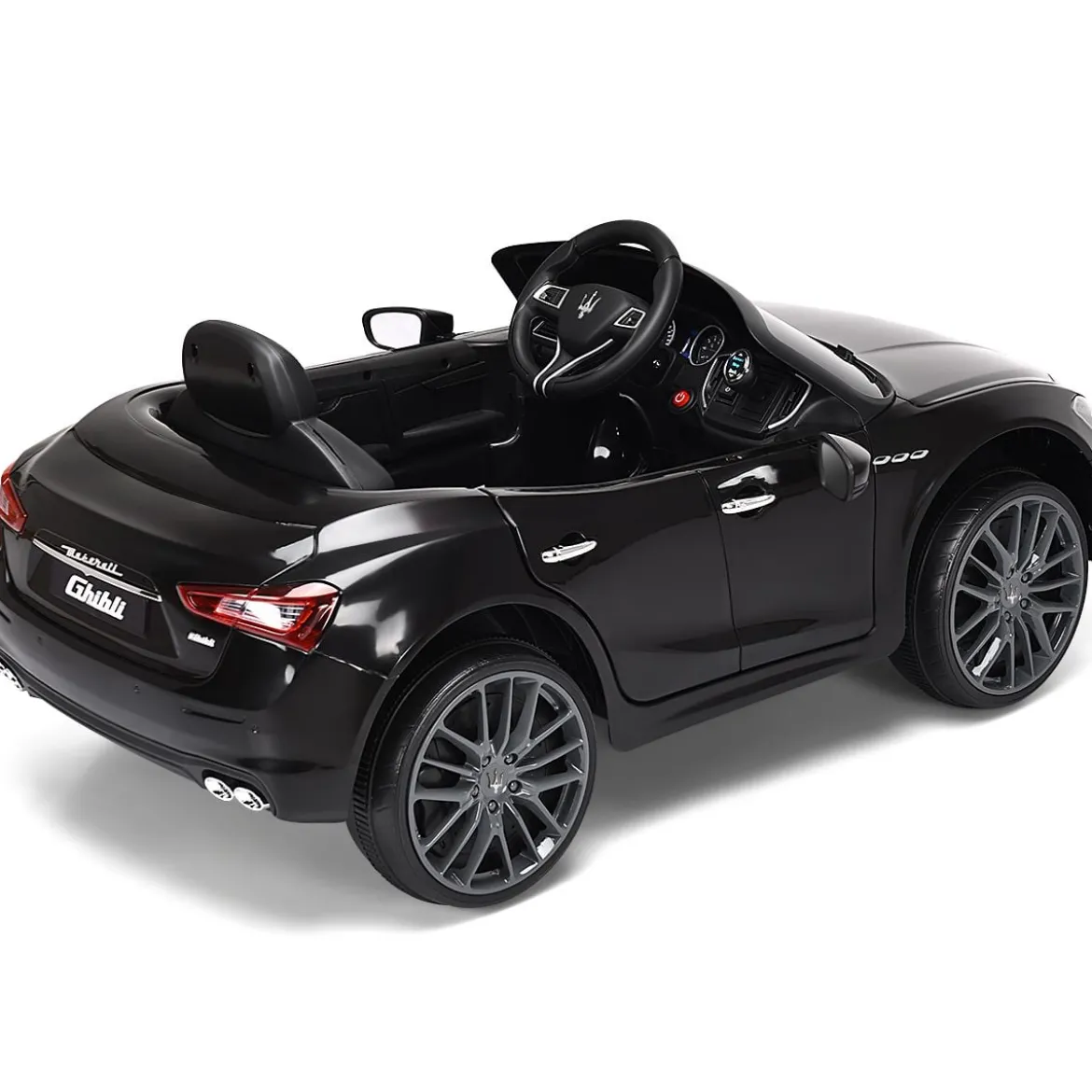 12V Maserati Kinderauto mit 2,4G-Fernbedienung & Musik & LED für Kinder ab 3 Jahren Schwarz