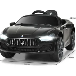 12V Maserati Kinderauto mit 2,4G-Fernbedienung & Musik & LED für Kinder ab 3 Jahren Schwarz