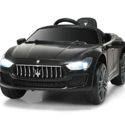 12V Maserati Kinderauto mit 2,4G-Fernbedienung & Musik & LED für Kinder ab 3 Jahren Schwarz
