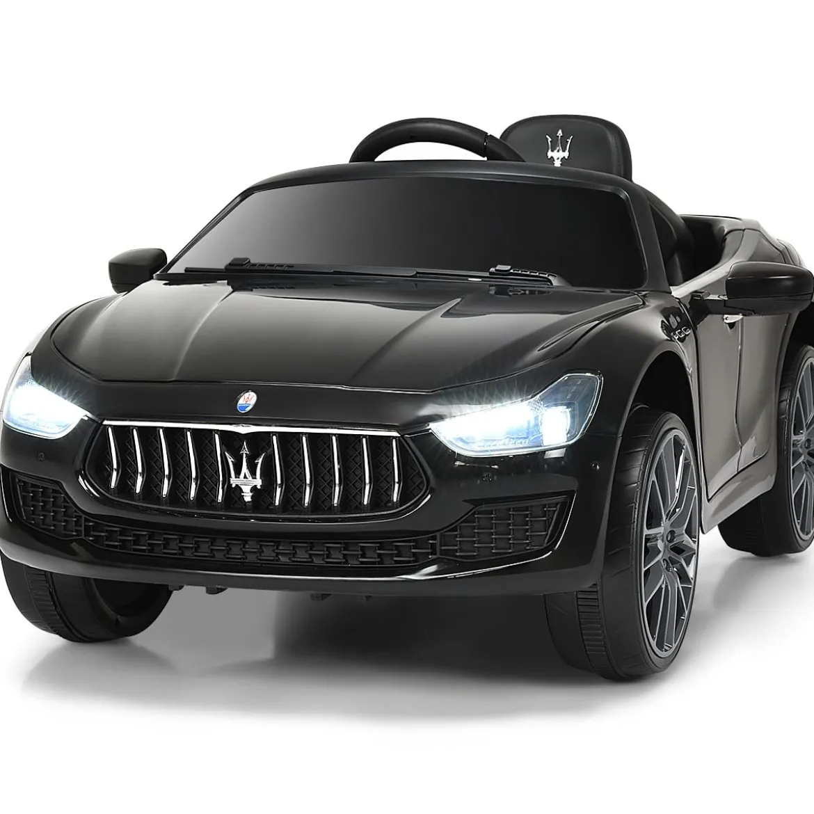 12V Maserati Kinderauto mit 2,4G-Fernbedienung & Musik & LED für Kinder ab 3 Jahren Schwarz