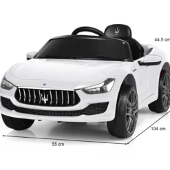 12V Maserati Kinderauto mit 2,4G-Fernbedienung & Musik & LED für Kinder ab 3 Jahren Weiß