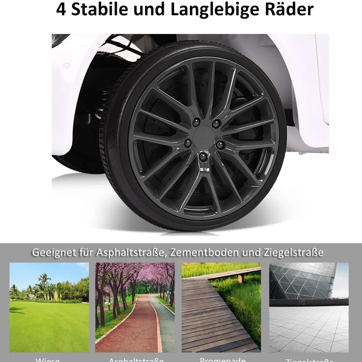 12V Maserati Kinderauto mit 2,4G-Fernbedienung & Musik & LED für Kinder ab 3 Jahren Weiß