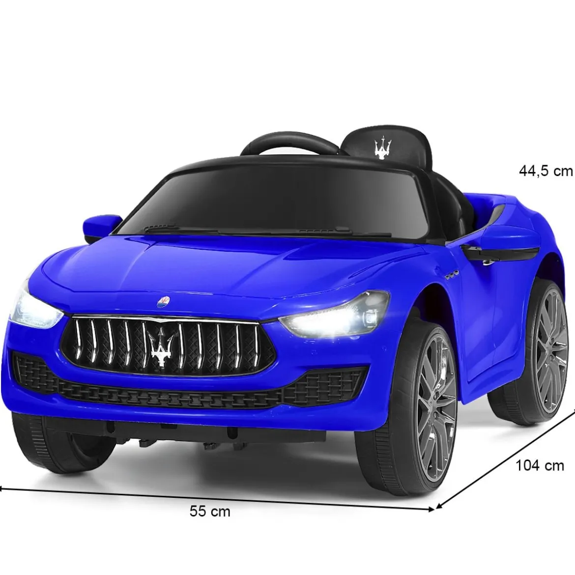 12V Maserati Kinderauto mit 2,4G-Fernbedienung & Musik & LED für Kinder ab 3 Jahren Blau