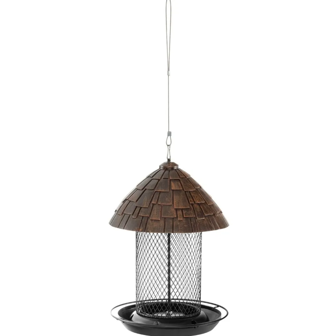 Vogelfutterhaus zum Aufhängen Vogelfutterspender aus Metall 20 x 28 cm Braun