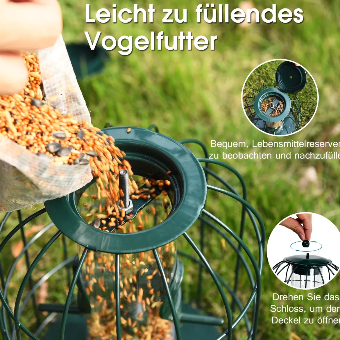 Vogelfutterspender Eichhörnchensicher Futtersäule Hängende Vogelfutterstation Vogelhaus Vogelfutterspender Futterhaus