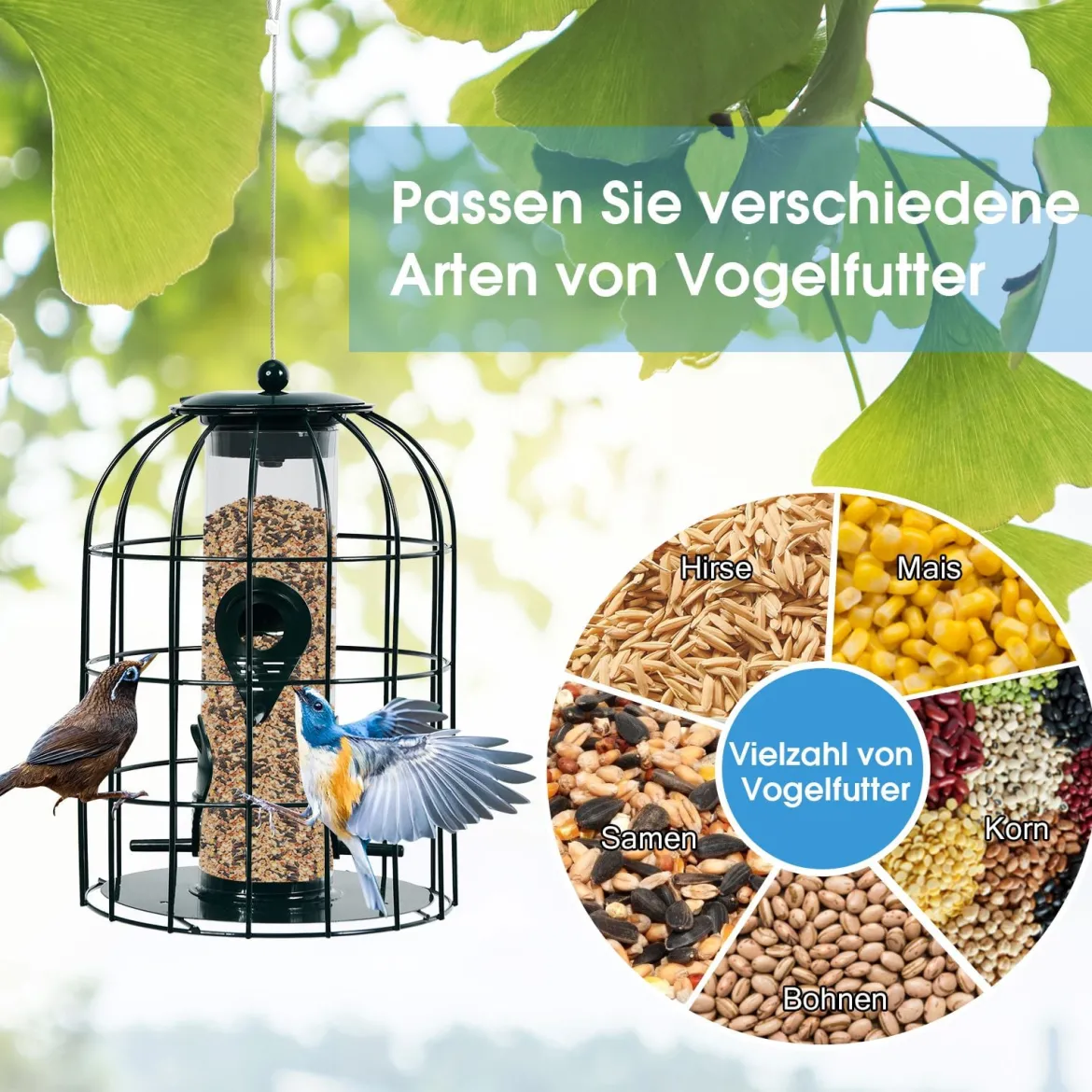Vogelfutterspender Eichhörnchensicher Futtersäule Hängende Vogelfutterstation Vogelhaus Vogelfutterspender Futterhaus