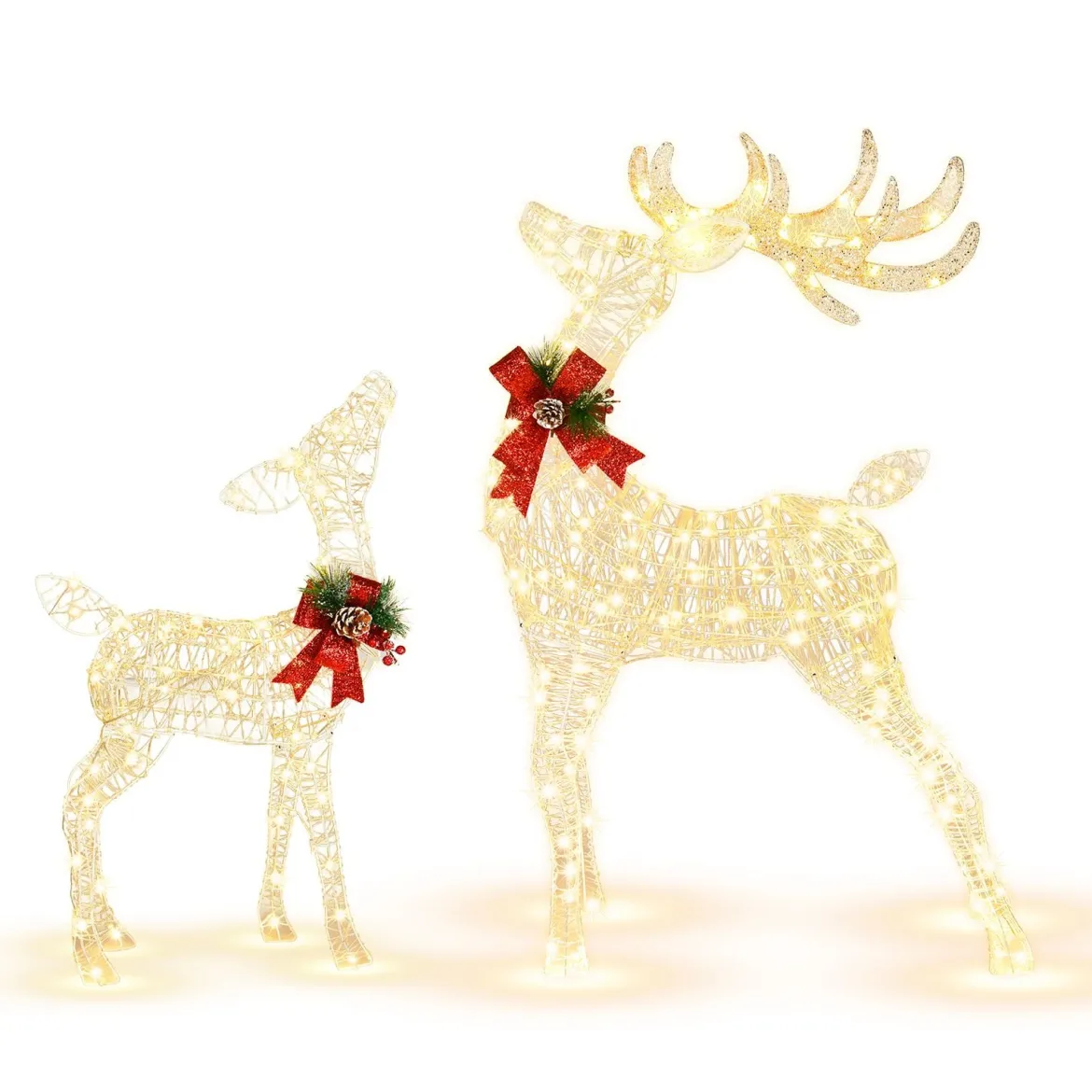 Vorgeleuchtetes Weihnachts-Rentier kleine Garten-Dekoration mit 50 LED-Lichtern & 4 Bodenanker