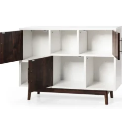 Vorratsschrank Buffetschrank mit 3 Türen 102 x 33 x 76 cm Weiß