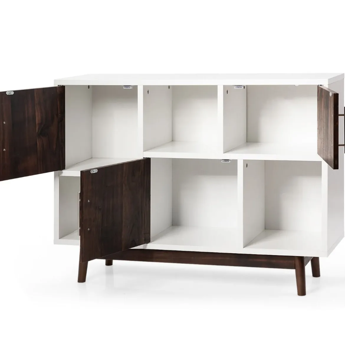 Vorratsschrank Buffetschrank mit 3 Türen 102 x 33 x 76 cm Weiß