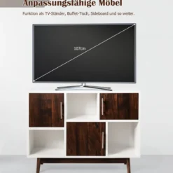Vorratsschrank Buffetschrank mit 3 Türen 102 x 33 x 76 cm Weiß