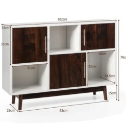 Vorratsschrank Buffetschrank mit 3 Türen 102 x 33 x 76 cm Weiß